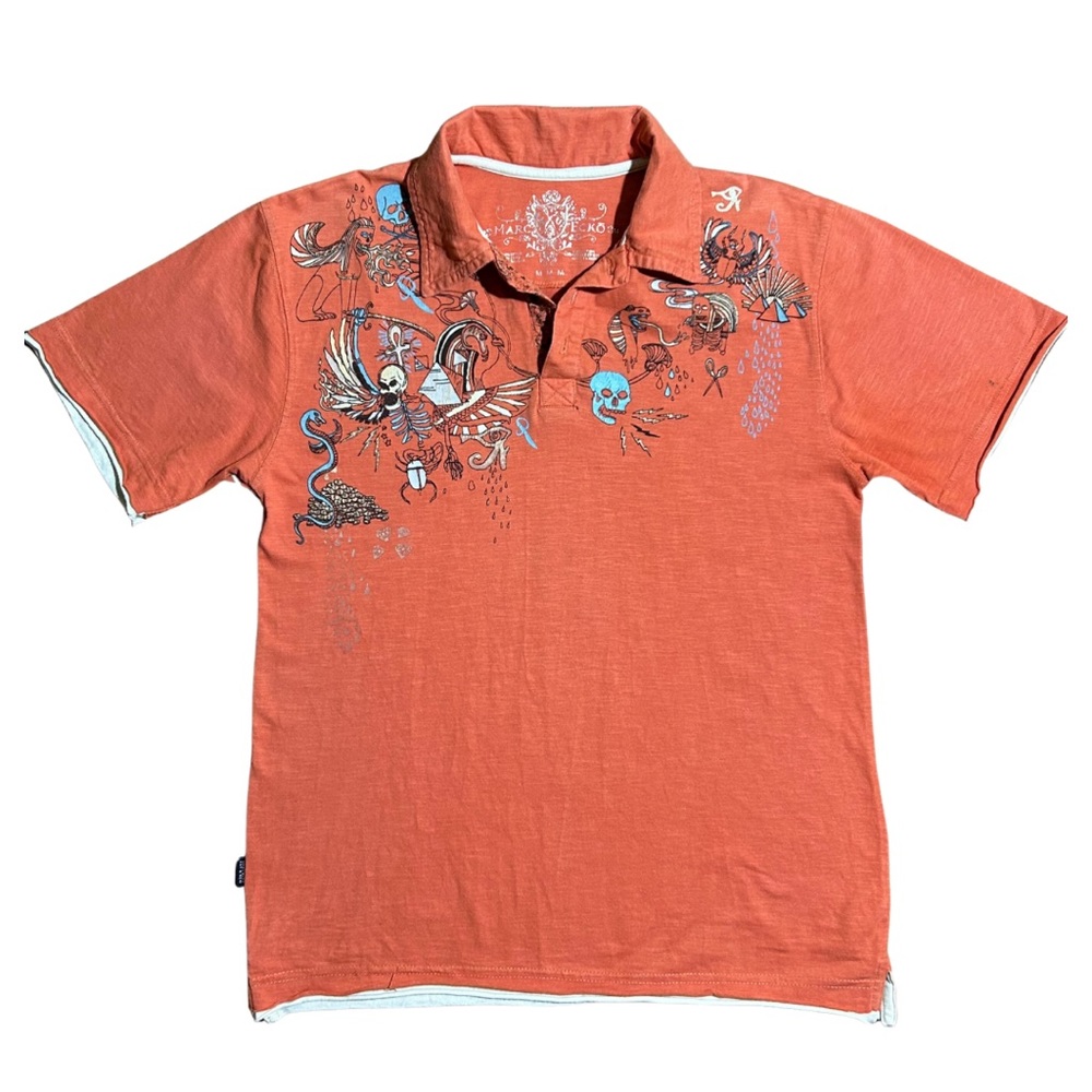 Marc Ecko Boy’s Graphic Orange Short Sleeve  Polo T Shirt
